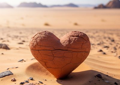 heart shaped stone in the desert